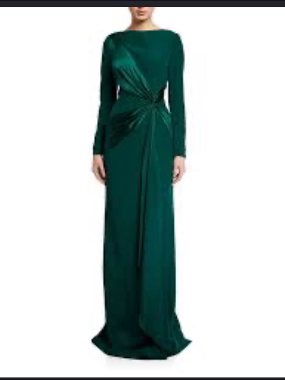 Rickie Freeman for Teri Jon Deep Emerald Twist-Detail Maxi Skirt
